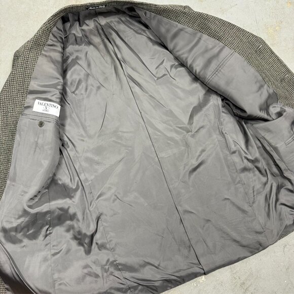 Vintage Valentino Tweed Blazer Wool Sport Coat Made in Italy Beige 42L - Picture 6 of 8